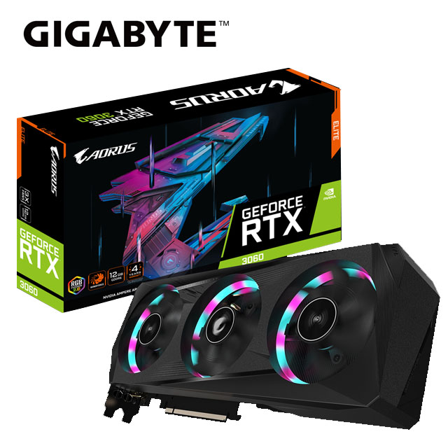 技嘉 AORUS GeForce RTX 3060 ELITE 12G (rev. 2.0) 顯示卡+B560M AORUS PRO AX+H510M H