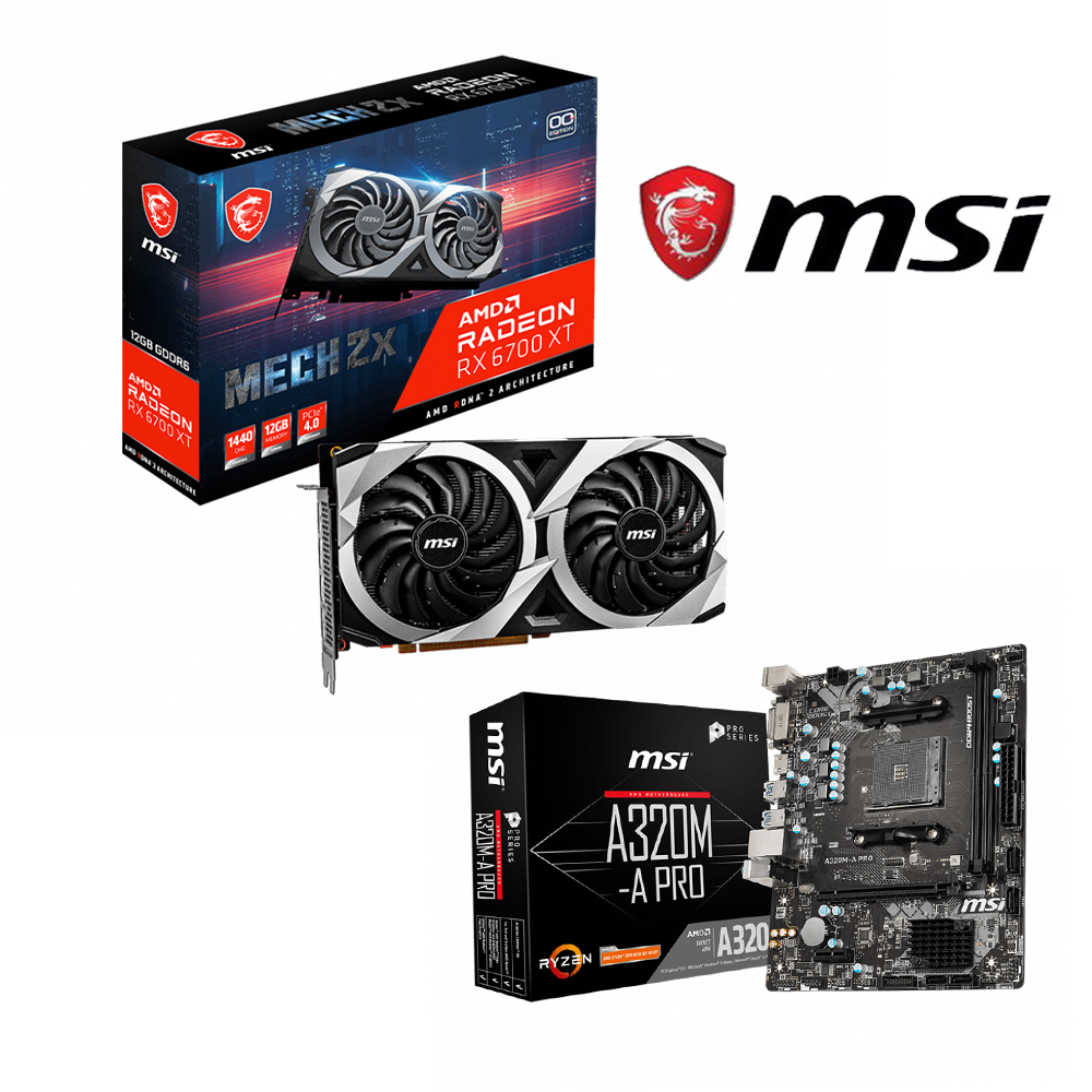 微星 RX 6700XT MECH 2X 12G OC 顯示卡+A320M A PRO