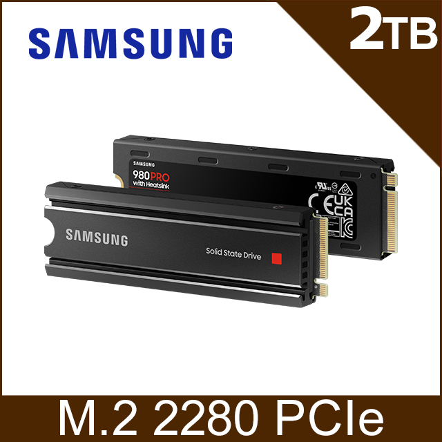 SAMSUNG 三星 980 PRO 含散熱片2TB NVMe M.2 2280 PCIe 固態硬碟 (MZ-V8P2T0CW)