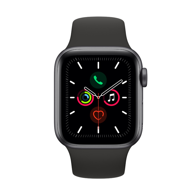 Apple Watch S5 GPS, 44mm Space Grey - Black Sport Band (MWVF2TA/A) - PChome  24h購物