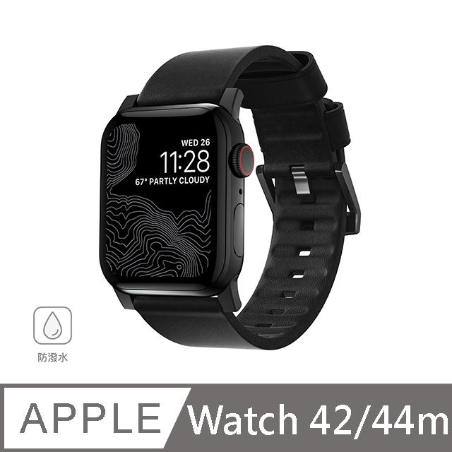 美國nomad Apple Watch 專用防水機能皮革錶帶 44 42mm 黑 黑 Pchome 24h購物